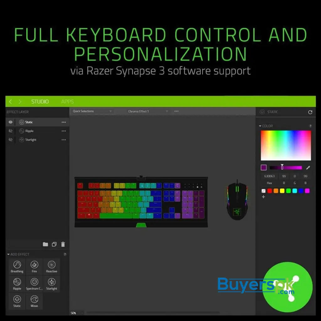 Razer Cynosa Chroma - Multi-color Membrane Gaming Keyboard - US Layout FRML - Keyboard Razer Cynosa Chroma - Multi-color Membrane Gaming Keyboard - US Layout FRML - Keyboard